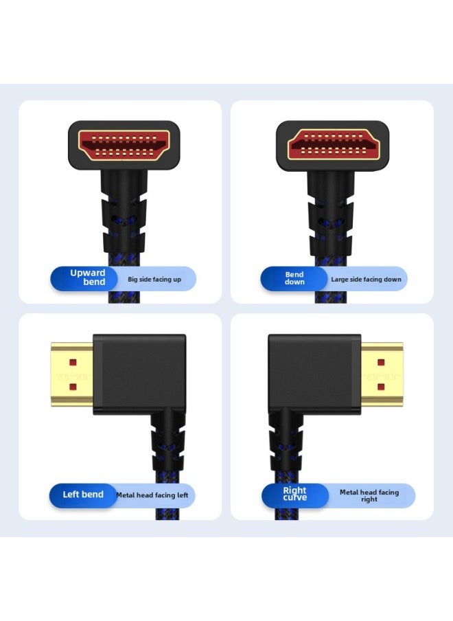 HDMI2.1 Elbow Color Braided Spring Line Computer TV HD 8K Video Spring Telescopic Stretch Line-Color:Straight To Curved Red-Line Length:0.14 M