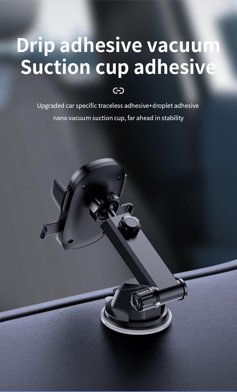 STRIFF Adjustable Car Mobile Holder for Windshield, Dashboard and Other Suitable Surfaces, Strong Suction Cup, 360° Rotatable,Compatible with 4 to 6 inch Devices, One Click Quick Release(Black) - Image 5