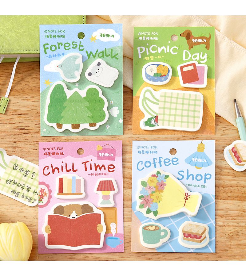 90 Sheets Adorable Sticky Notes 3 In 1 Design For Aesthetic Journal Office School - Image 1