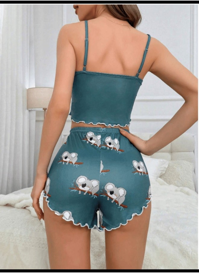Shein Women's Summer Koala Print Camisole And Shorts Pajama Set  - Image 2