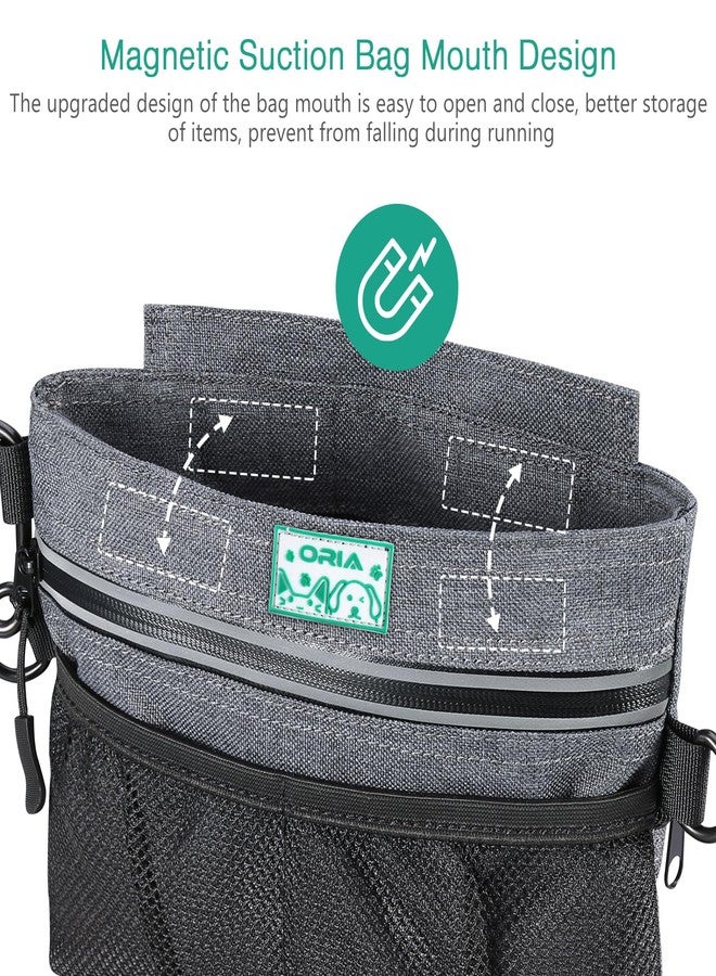 ORIA Dog Treat Training Pouch, Pet Out Training Belt Bag, Dog Food Bag with Removable Inner Pocket, Built-in Poop Bag Dispenser, Dog Training Bag, Gray - Image 3