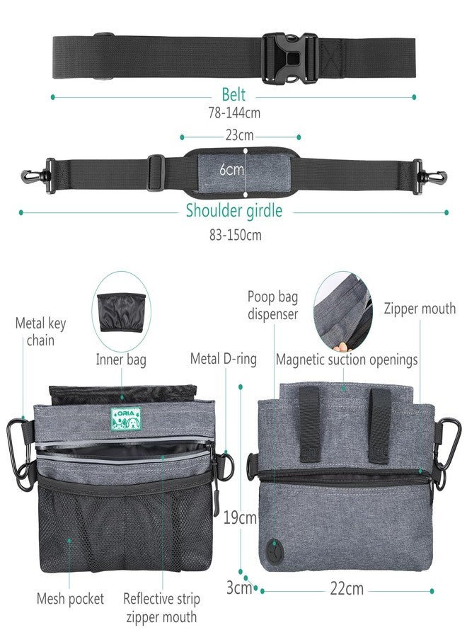 ORIA Dog Treat Training Pouch, Pet Out Training Belt Bag, Dog Food Bag with Removable Inner Pocket, Built-in Poop Bag Dispenser, Dog Training Bag, Gray - Image 5