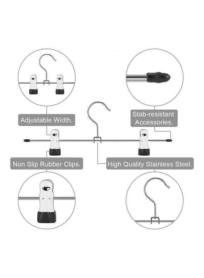 High Grade Metal Hangers With 2 Clips | Pack Of 25 | Non-Slip Adjustable Clips For Trousers, Pants, Skirts | 12 Inch Black/Silver 30cm - Image 2