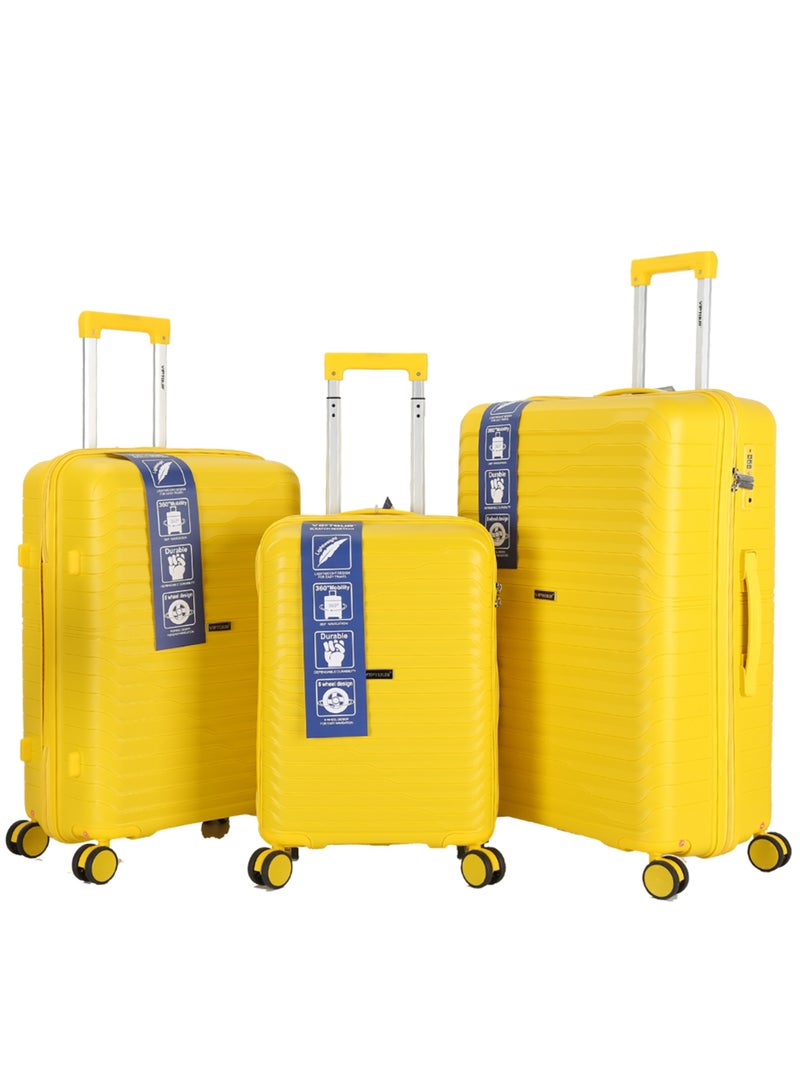 VIPTOUR Trolley Luggage 3 Pieces Set PP Hard Side Bag 360 Degree Spinner Wheels Trolley Luggage Set with TSA Lock  - Image 1