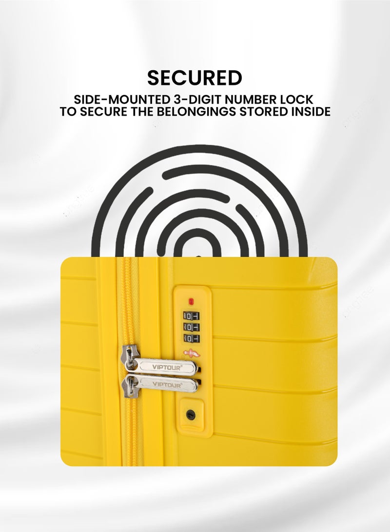VIPTOUR Trolley Luggage 3 Pieces Set PP Hard Side Bag 360 Degree Spinner Wheels Trolley Luggage Set with TSA Lock  - Image 4