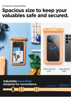 Spigen Universal Waterproof Phone Case Cover [2 Pack] IPX8 Pouch A601 Compatible with iPhone, Samsung Galaxy and Smartphone Up to 7 inches - Apricot  - Image 5