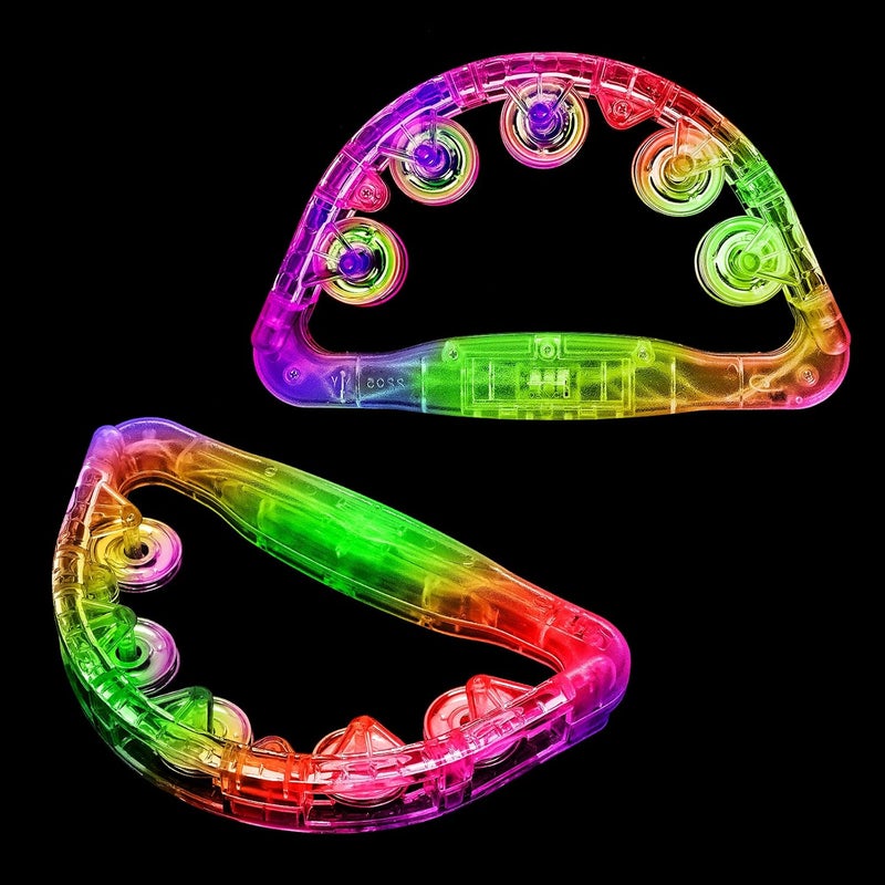 Telihao Light Up Tambourines for Adults, Sensory Toys for Kids with Autism，Musical gifts and Karaoke toys for special needs kids, Fun Neon Glow for Birthdays & Concerts (2 PCS) - Image 1