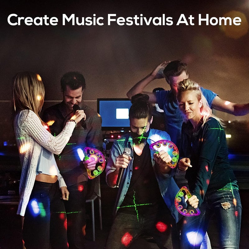 Telihao Light Up Tambourines for Adults, Sensory Toys for Kids with Autism，Musical gifts and Karaoke toys for special needs kids, Fun Neon Glow for Birthdays & Concerts (2 PCS) - Image 5