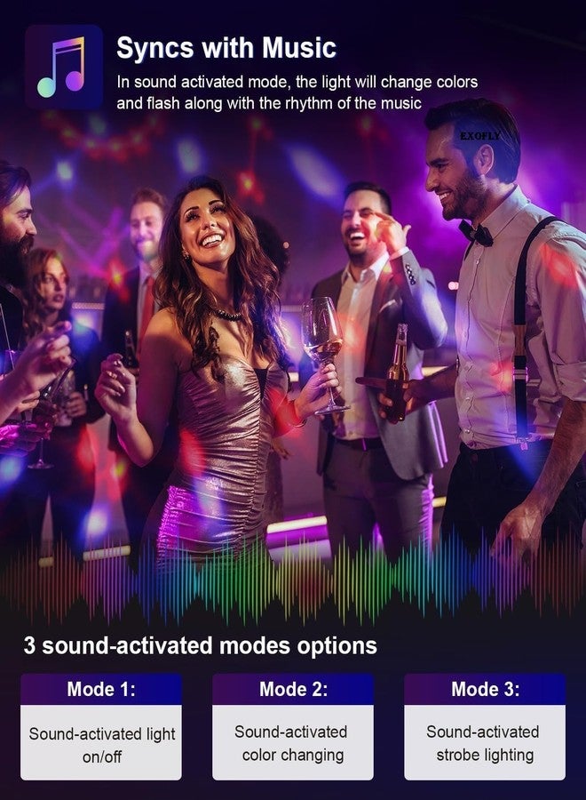 EXOFLY Disco Ball Led Sound Activated Party Lights Disco Ball Dj Strobe Club Lamp 7 Modes Magic Mini Led Stage Lights for Christmas Home Room Dance Parties Birthday Dj Bar Wedding Show Club Pub - Image 5