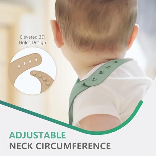 Cuddle Campus Set of 3 Silicone Bibs for Babies & Toddlers,Soft Adjustable Bibs with Pocket Food Catcher for Baby Girl,Boy(Set 1) - Image 5