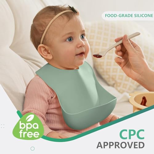 Cuddle Campus Set of 3 Silicone Bibs for Babies & Toddlers,Soft Adjustable Bibs with Pocket Food Catcher for Baby Girl,Boy(Set 1) - Image 2