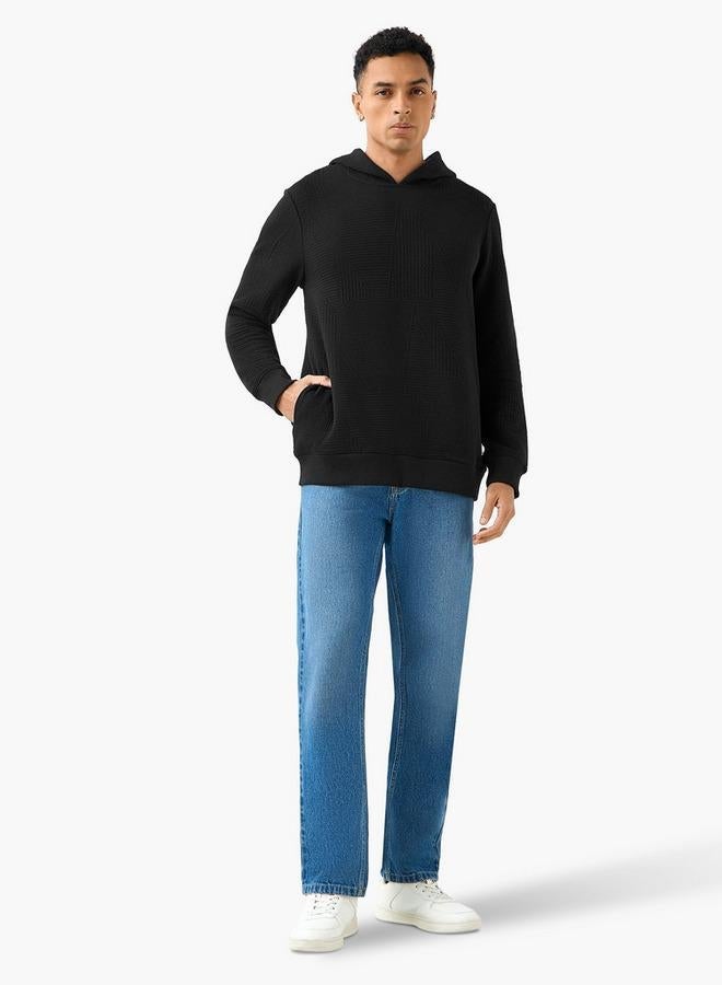 Emperor Men Relaxed Fit Textured Jacquard Hoodie - Image 2