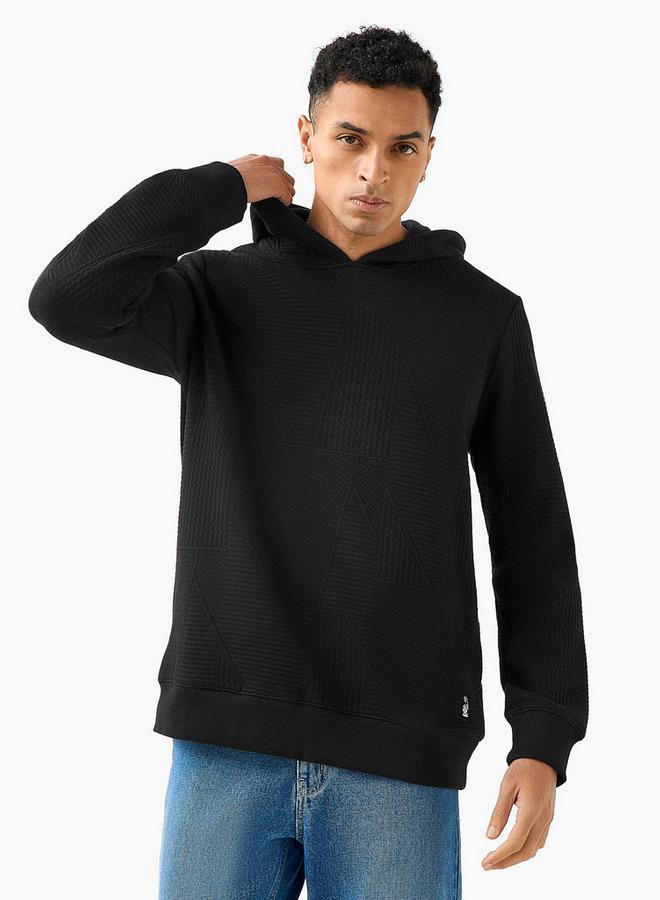 Emperor Men Relaxed Fit Textured Jacquard Hoodie - Image 1