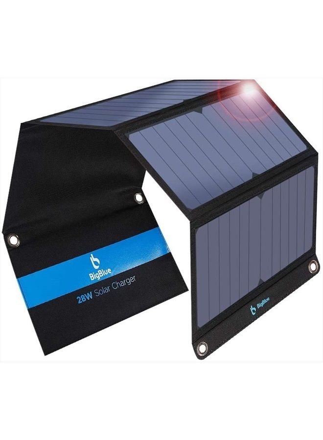 Bigblue [Upgraded]BigBlue 3 USB-A 28W Solar Charger(5V/4.8A Max), Portable SunPower Solar Panel Charger for Camping, IPX4 Waterproof, Compatible with iPhone 11/XS/XS Max/XR/X/8/7, iPad, Samsung Galaxy LG etc. - Image 1
