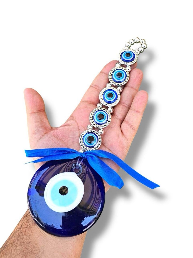 BLUE BEADS Turkish Feng Shui Vastu Blue Glass Evil Eye Hanging/Door Hanging Nazar Batu for Protection and Good Luck - Perfect for Gifting Home or Office (Trending EE) - Image 1