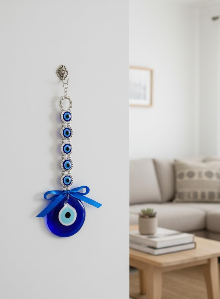 BLUE BEADS Turkish Feng Shui Vastu Blue Glass Evil Eye Hanging/Door Hanging Nazar Batu for Protection and Good Luck - Perfect for Gifting Home or Office (Trending EE) - Image 5