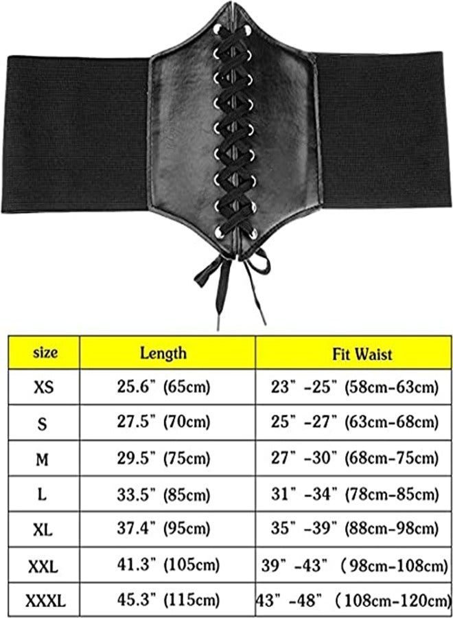 Wide Elastic Corset Belt for Women, Lace-up Leather Waist Trainer, Adjustable Waspie Belt for Dresses, Back Support and Slimming Vest for Yoga and Fitness - Image 4