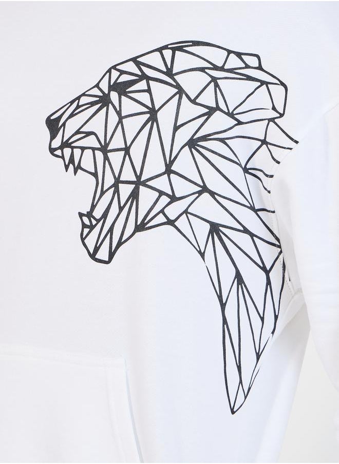 Styli - Tiger Placement Print Fleece Oversized Hoodie - Image 1