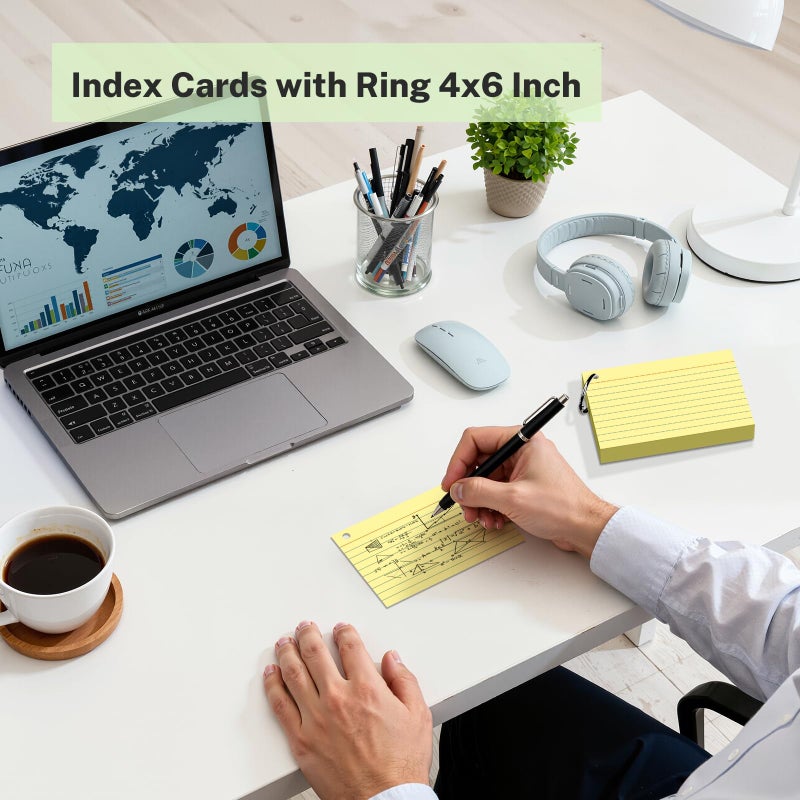 Nichela 160 Pcs Colored Index Cards with Ring 4 x 6 Inch Heavyweight Ruled Flash Cards, Flashcards with Ring for School & Office Supplies and Home Organization, Durable Study To Do List Lined Note Cards - Image 3