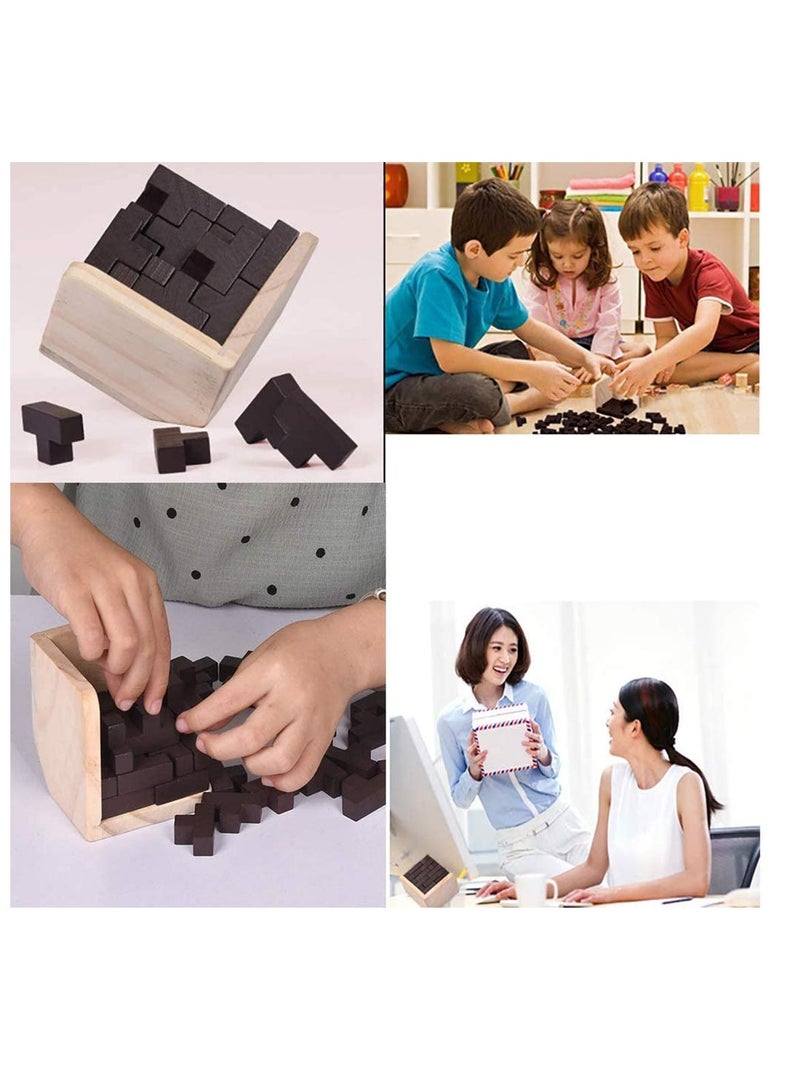 KASTWAVE MAKINGTEC Wooden Brain Teaser Puzzle Cube Wooden Puzzles T-Shaped Jigsaw Logic Puzzle Educational Toy for Kids and Adults for Unlock Interlock Puzzle Wooden Toys - Image 4