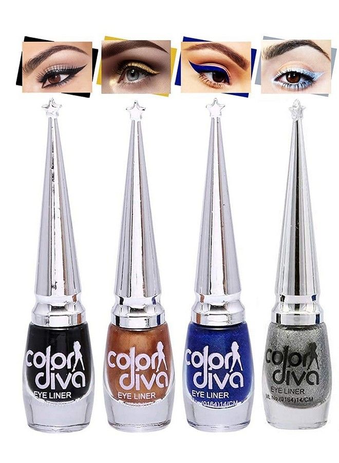Color Diva كحل مقاوم للماء يدوم طويلاً 6 مل (أسود أزرق نحاسي فضي) - Image 1
