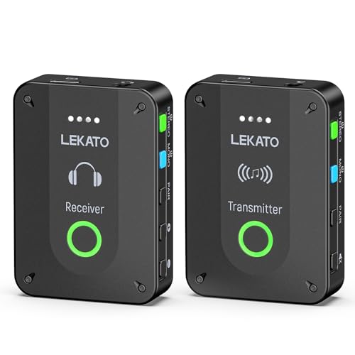 LEKATO نظام مراقبة الأذن اللاسلكي LEKATO MS-02، نظام IEM ستيريو 2.4G المحسن مع جهاز إرسال وحزام استقبال، اقتران تلقائي، من واحد إلى أكثر، مراقبة داخل الأذن للكنيسة، الفرقة، المغني، المسرح - Image 1