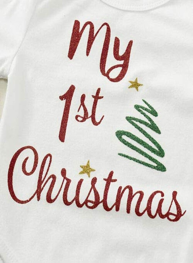 Gureui My 1st Christmas Outfit Newborn Baby Girl Xmas Clothes First Long Sleeve Romper Onesie Skirt Dress Sets (A Red My 1st Christmas, 3-6 Months) - Image 5