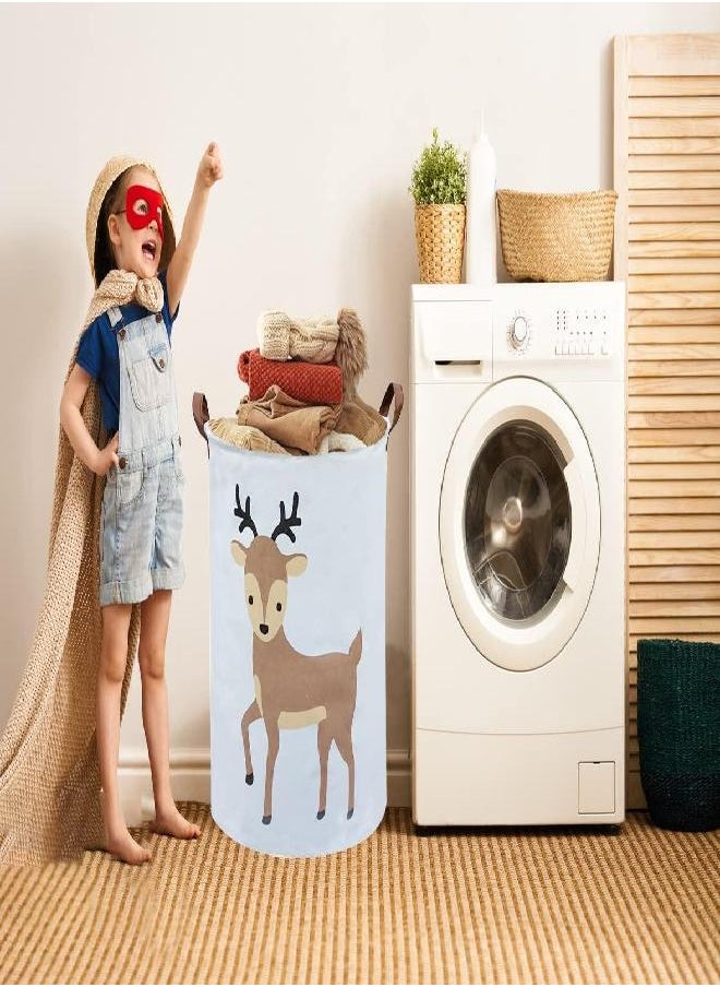 Sanjiaofen - Sanjiaofen Kids Laundry Basket,Deer Laundry Hamper Collapsible Baby Storage Baskets for Boy Room Decor,Nursery Hamper,Toy Organizer,(Deer) - Image 1