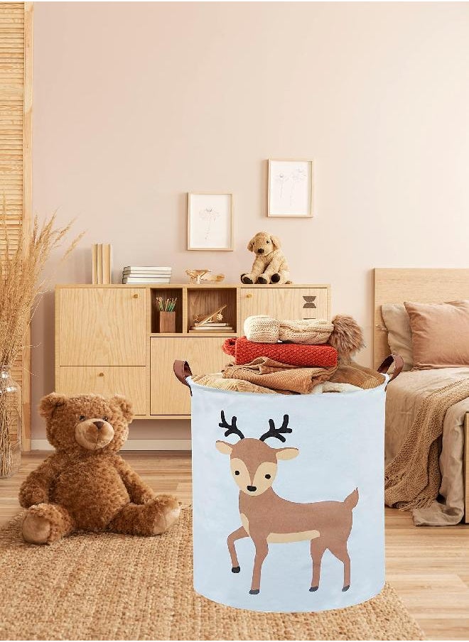 Sanjiaofen - Sanjiaofen Kids Laundry Basket,Deer Laundry Hamper Collapsible Baby Storage Baskets for Boy Room Decor,Nursery Hamper,Toy Organizer,(Deer) - Image 1