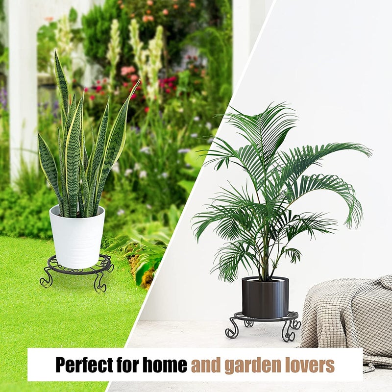 Kylinbigda Metal Plant Stand Indoor/Outdoor, Low Corner Plant Stand, Decoration Small Plant Holders for Home, Anti-Rust Iron Heavy Duty Plant Holders, Flower Pot Rack Display Shelf, Black (3 Pack) - Image 4