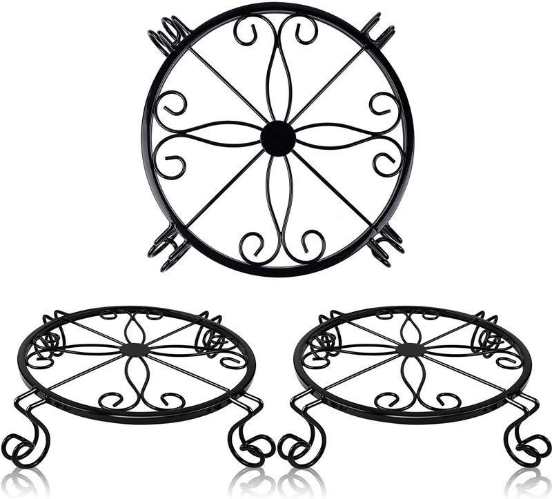 Kylinbigda Metal Plant Stand Indoor/Outdoor, Low Corner Plant Stand, Decoration Small Plant Holders for Home, Anti-Rust Iron Heavy Duty Plant Holders, Flower Pot Rack Display Shelf, Black (3 Pack) - Image 1