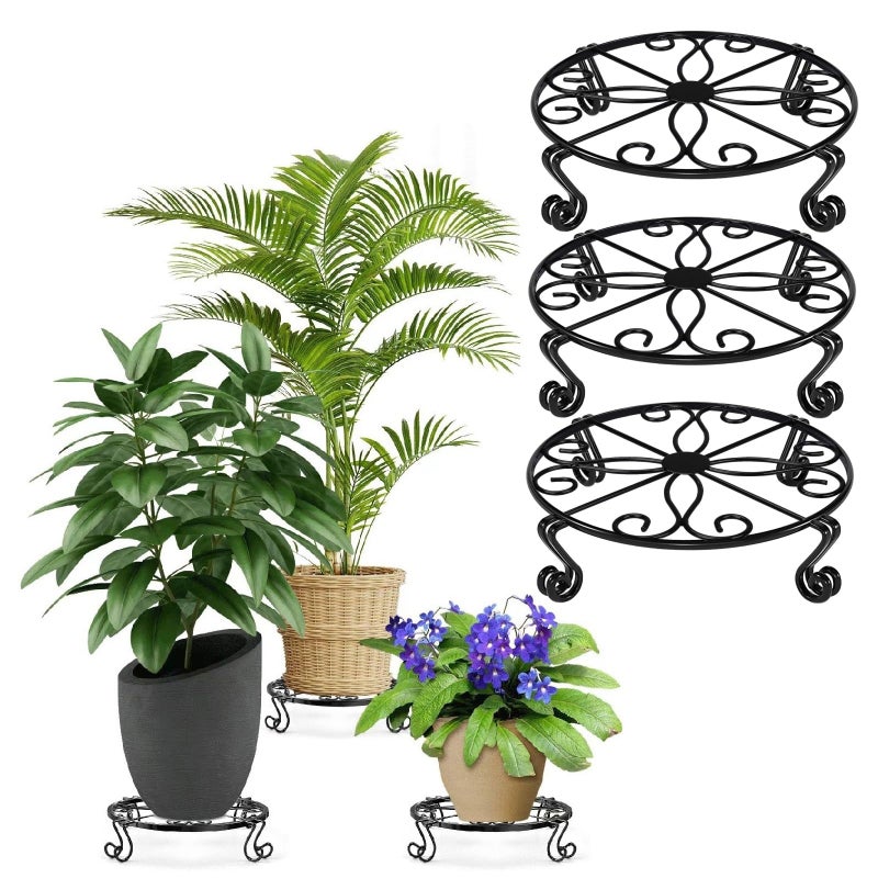 Kylinbigda Metal Plant Stand Indoor/Outdoor, Low Corner Plant Stand, Decoration Small Plant Holders for Home, Anti-Rust Iron Heavy Duty Plant Holders, Flower Pot Rack Display Shelf, Black (3 Pack) - Image 5