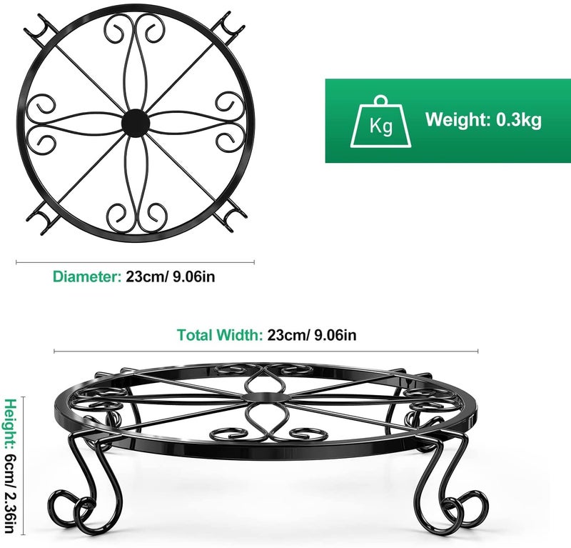 Kylinbigda Metal Plant Stand Indoor/Outdoor, Low Corner Plant Stand, Decoration Small Plant Holders for Home, Anti-Rust Iron Heavy Duty Plant Holders, Flower Pot Rack Display Shelf, Black (3 Pack) - Image 3