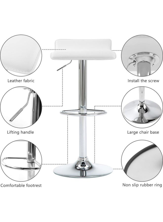 كرسي بار مكون من قطعتين، كرسي مرتفع مريح وقابل للتعديل مع دوران 360 درجة مثالي للمنزل وطاولة المطبخ وتناول الطعام ومسند للقدمين المرتفع، أبيض - Image 5