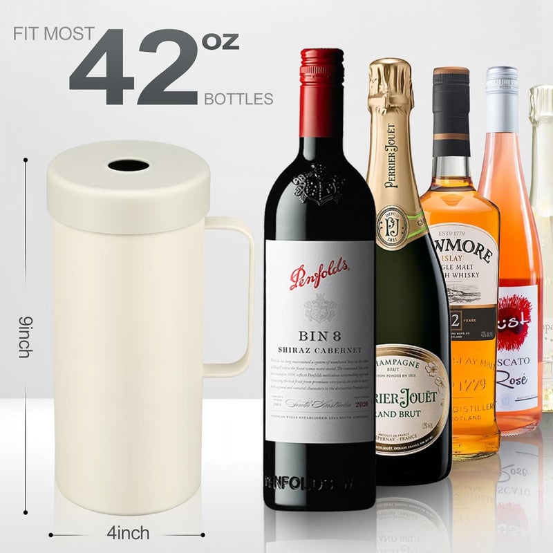 MoreFeel Wine Bottle Chiller with Handle | Portable Rapid Cooling Champagne Insulator | Stainless Steel Wine Cooler Sleeve | Ideal Gift for Wine Lover | | Perfect for Dinner Parties & Outdoor Picnics, White - Image 3