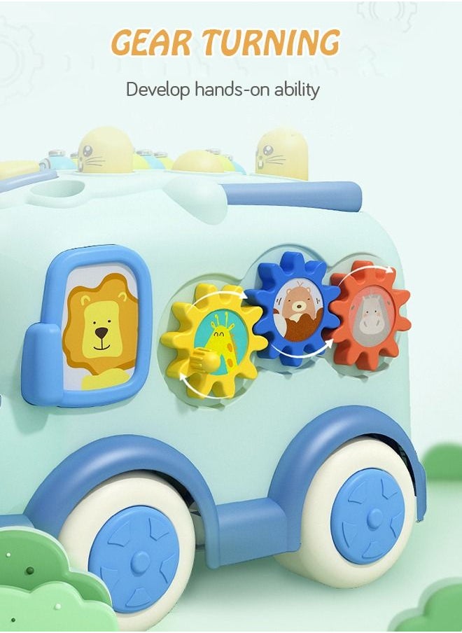 GROIC - Baby Electric Musical Multifunctional Push And Pull Bus Toys With Xylophone Instruments Fishing Whac-A-Mole Pounding Games And Rotating gear for Toddlers - Image 1