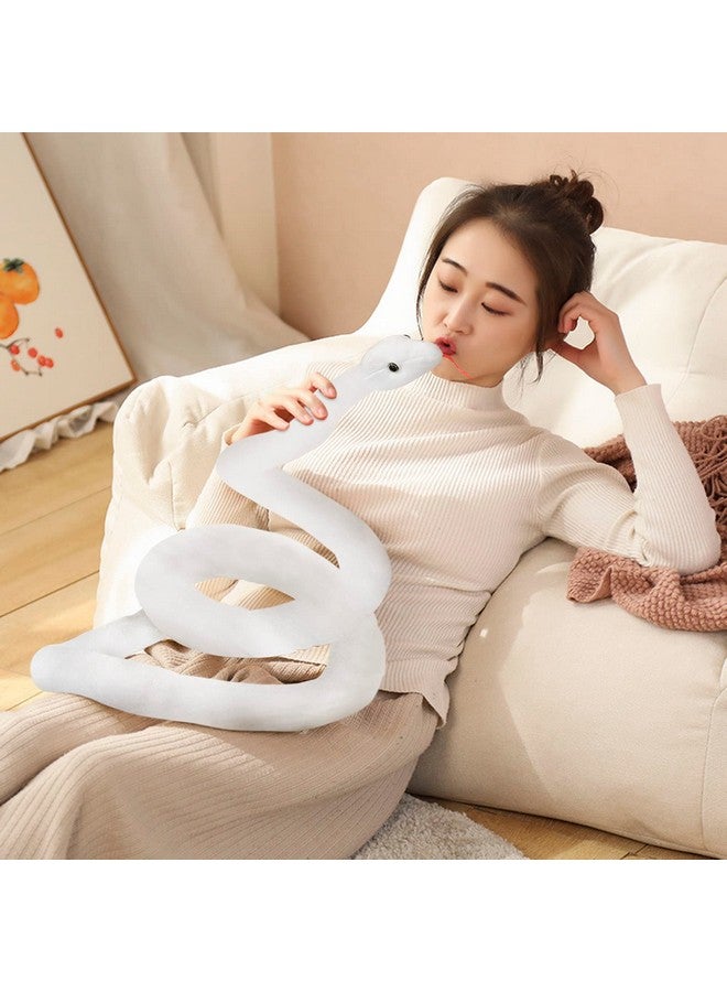 Clobeau Realistic Animal Stuff Snake, 78 Inch Long Stuffed Animal Plush Snake, Lifelike Snake Stuffed Animals Plush Toy Stuffed Snake Animal Plush Toy Large Snake Plush Toy Gifts For Kids (White) - Image 5