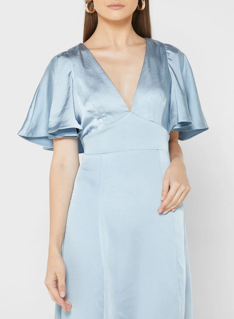 Ted Baker Plunge Neck Cape Sleeve Dress
