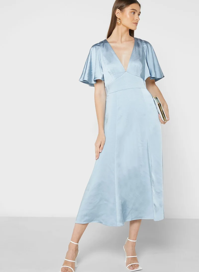 Ted Baker Plunge Neck Cape Sleeve Dress