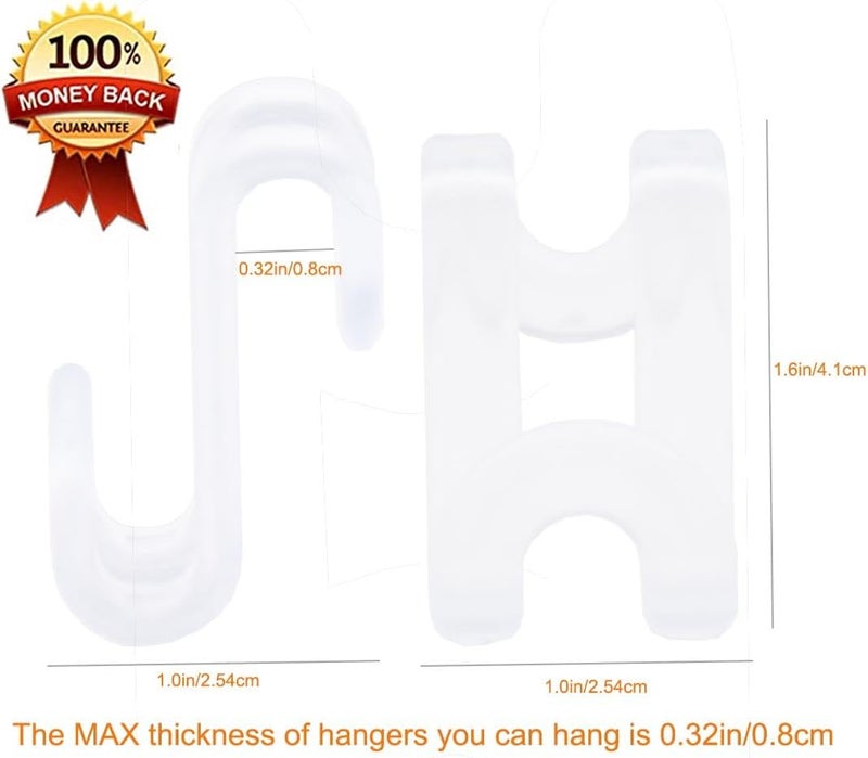 Kclongvs 60 Pcs Clothes Hanger Connector Hooks, Mini Cascading Hanger Hooks for Velvet Huggable Hangers, Wooden Hangers, Heavy Duty Space Saving for Closet (Clear) - Image 2