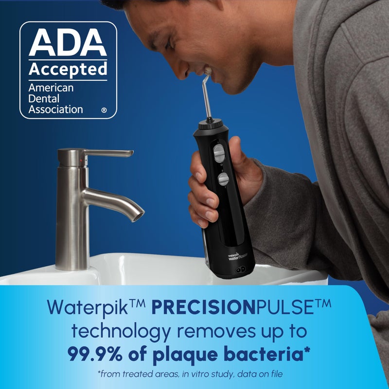 Waterpik Cordless Pearl Rechargeable Portable Water Flosser for Teeth, Gums, Braces Care and Travel with 4 Flossing Tips - ADA Accepted, WF-13 Black, Packaging May Vary - Image 3