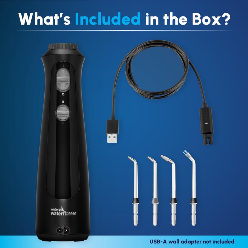 Waterpik Cordless Pearl Rechargeable Portable Water Flosser for Teeth, Gums, Braces Care and Travel with 4 Flossing Tips - ADA Accepted, WF-13 Black, Packaging May Vary - Image 4