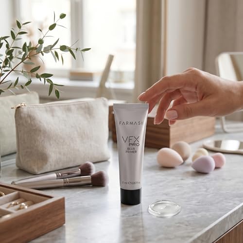 FARMASi VFX Pro Blur Makeup Primer Smoothing Face Base with SoftFocus Finish OilFree Matte and Velvety Feel Helps Minimize the Look of Pores and Fine Lines Vitamin E 085 fl oz Blur - Image 3