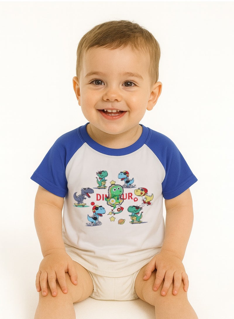 Glow-in-the-Dark Dinosaur T-Shirt - Cotton Blend Summer Tee with Luminous Print, Short Sleeves - For Boys Aged 3-11 Years  - Image 1