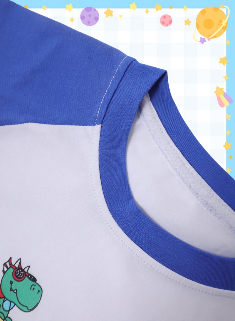 Glow-in-the-Dark Dinosaur T-Shirt - Cotton Blend Summer Tee with Luminous Print, Short Sleeves - For Boys Aged 3-11 Years  - Image 3