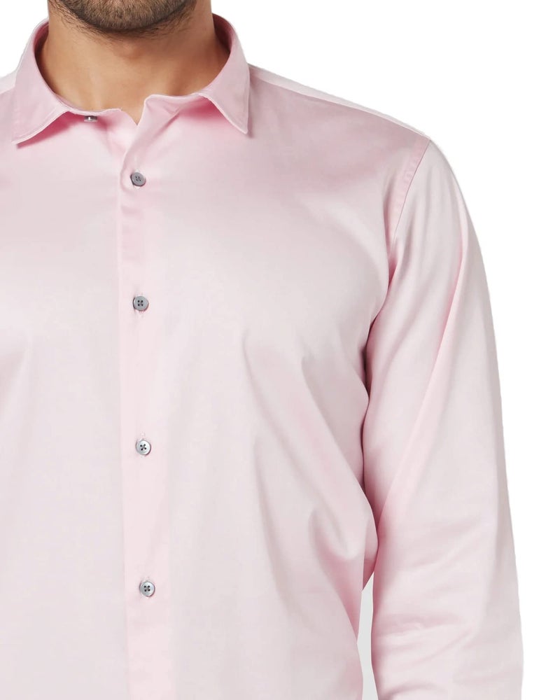 Bowrain Men's Regular fit Full Sleeves Satin Shirts, (Baby Pink), (Medium) - Image 2