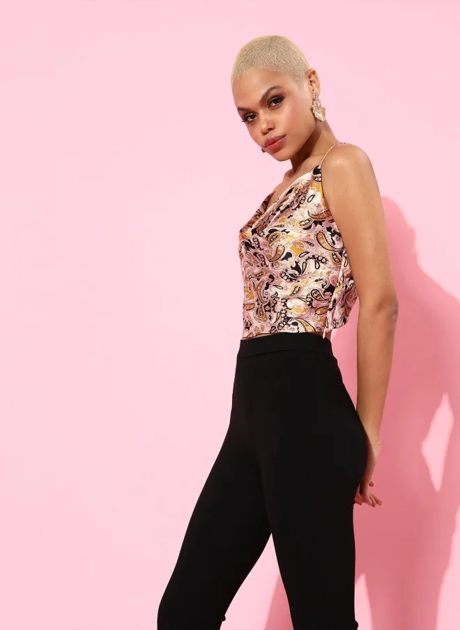 STREET 9 Ethnic Motifs Satin Top for Women