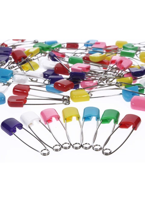 Diaper Pins, 50 Pieces of Colorful Pins Hanging Children's Plastic Buckle Pins with Safety Locking Closure Baby's Diaper Hooks Quick Drying Hanging Pins (5.4 cm)