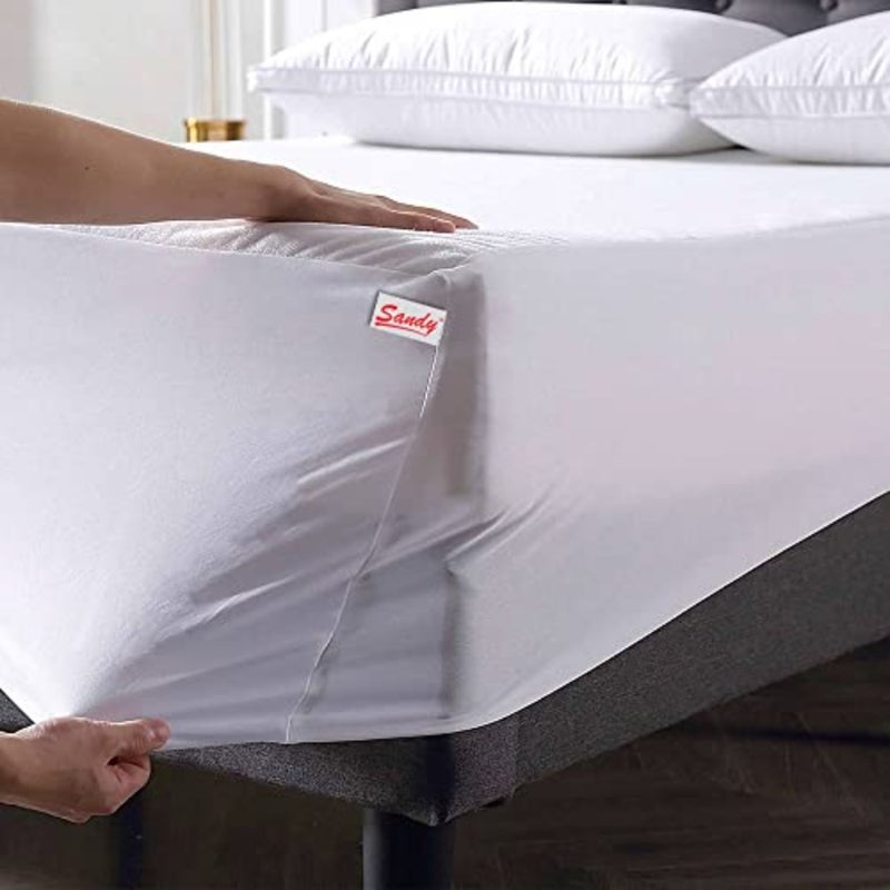Latex Premium Waterproof Mattress Protector with Perfect Fit All Around Elastics Deep Pocket Up to 32cm, Hypoallergenic, Breathable and Dust Mite Protecting, 200X180,White - Image 1