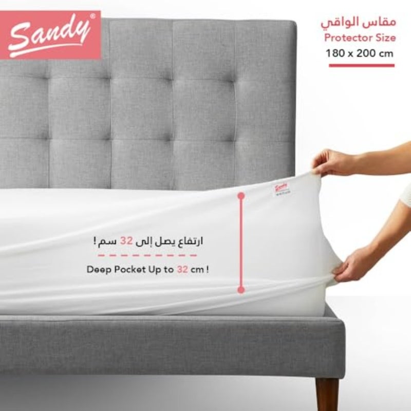Latex Premium Waterproof Mattress Protector with Perfect Fit All Around Elastics Deep Pocket Up to 32cm, Hypoallergenic, Breathable and Dust Mite Protecting, 200X180,White - Image 2